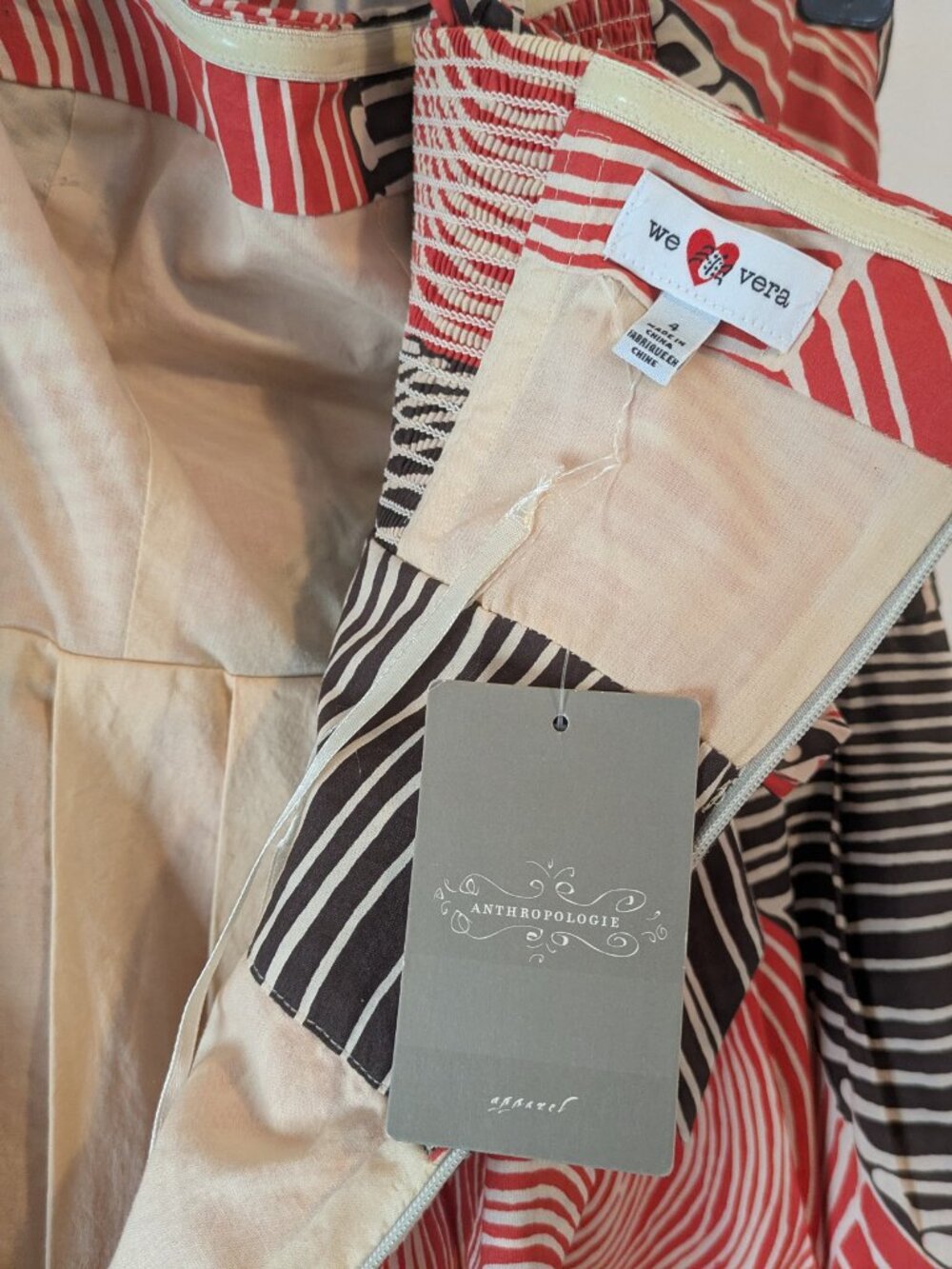 Anthropologie We Love Vera "Study of Shapes" Brown Red Halter Dress - Picture 13 of 16